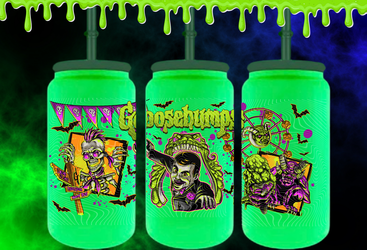 Glow in the dark 16 oz stainless steel Slappy can tumbler