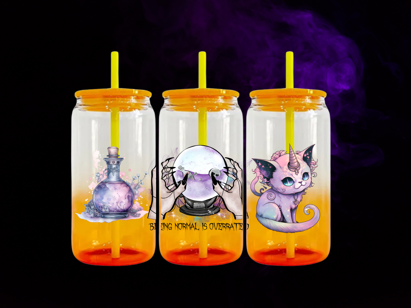 NEW!!! 16 oz Two Tone Colored Glass Can "Being Normal is Overrated"