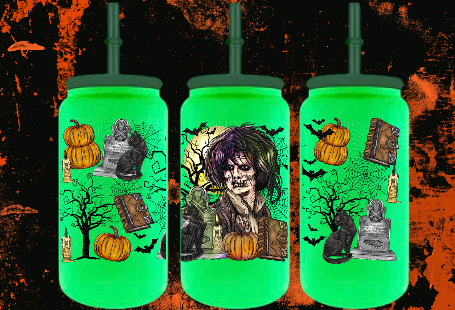 Glow in the dark 16 oz stainless steel "BILLY" can tumbler