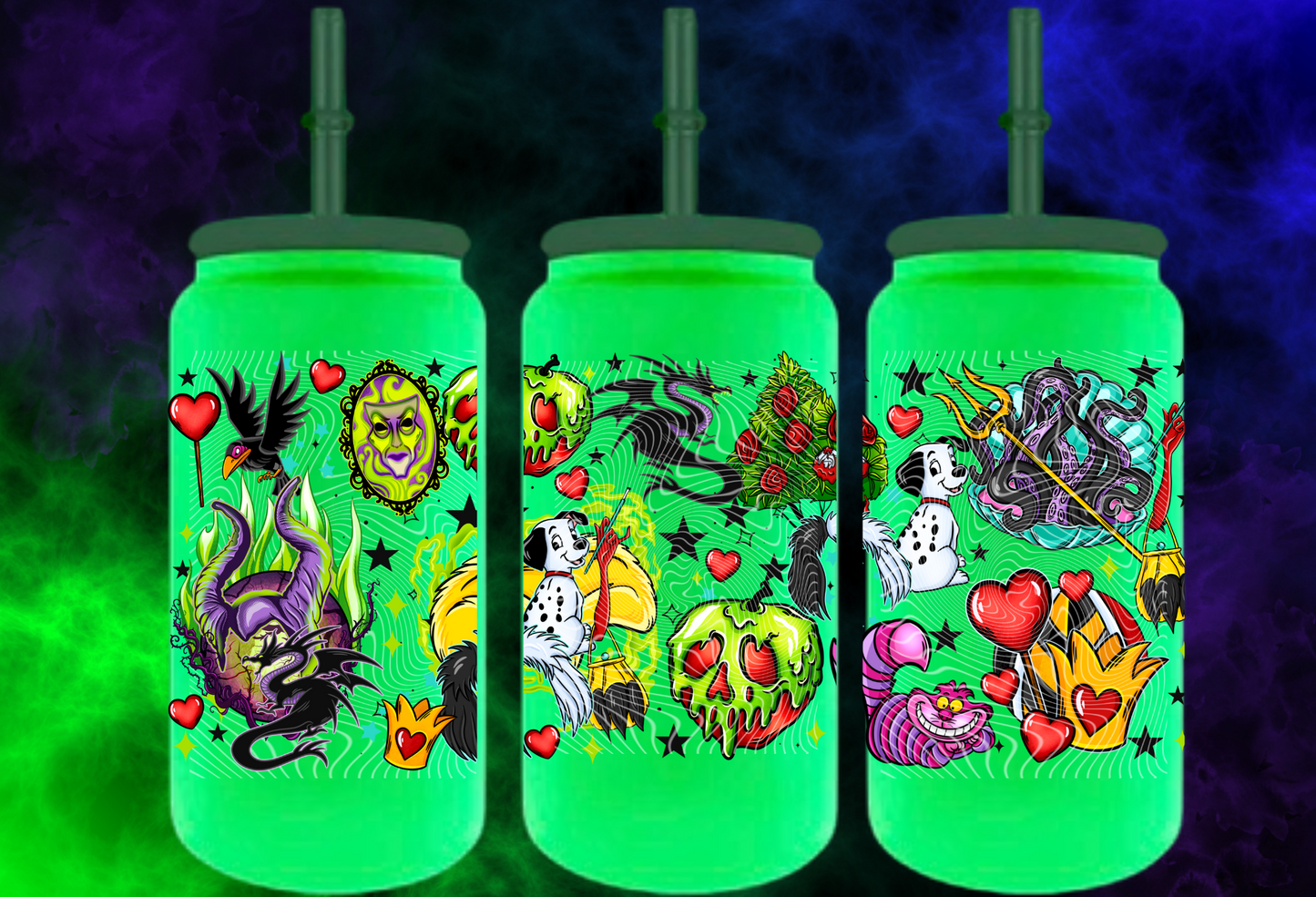 16oz Green Glow In The Dark Villains Do It Better Stainless Steel Can Tumbler