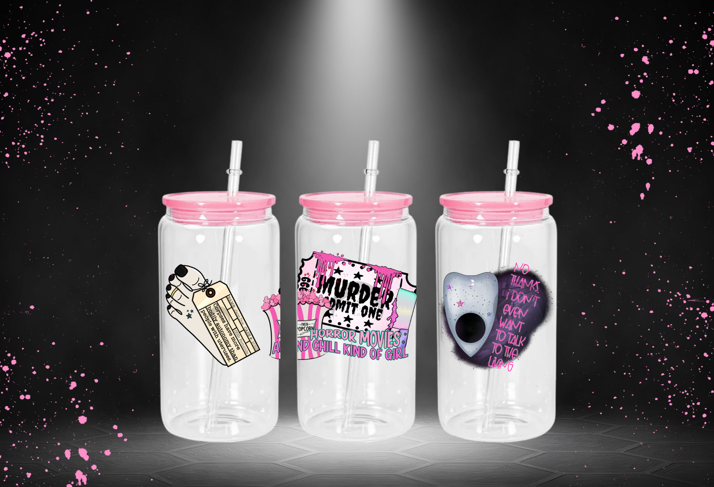 16 OZ Murder Admit One Glass Can