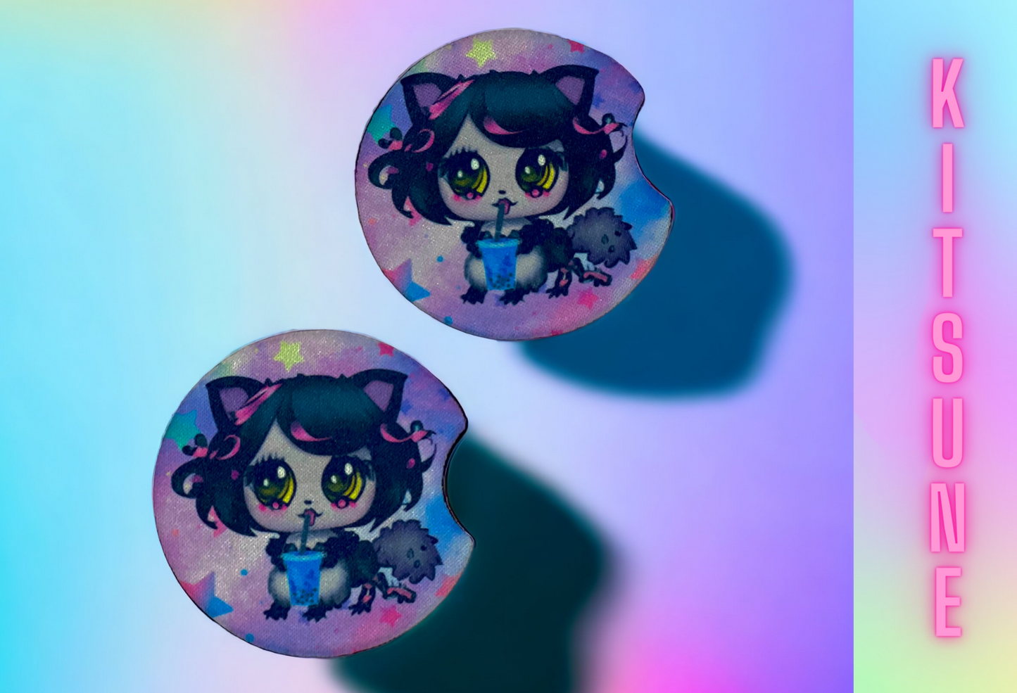 Anime Kitsune Car Coasters