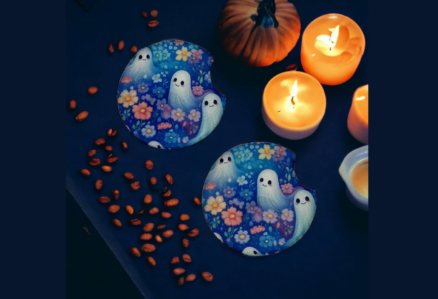 Retro Halloween Ghost Sublimation Car Coaster