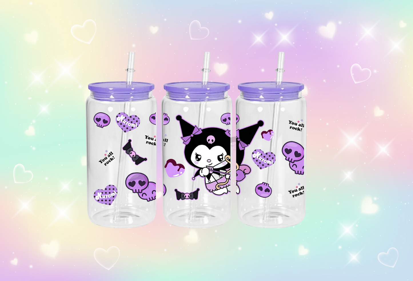 16 oz Kuromi Glass Can