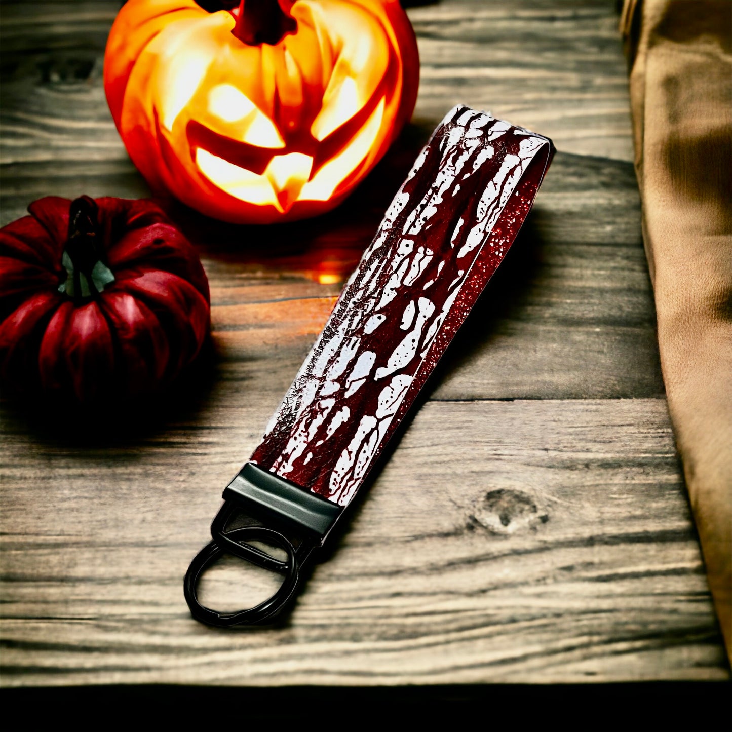 Blood Drip with Red Glitter wrist strap keychain