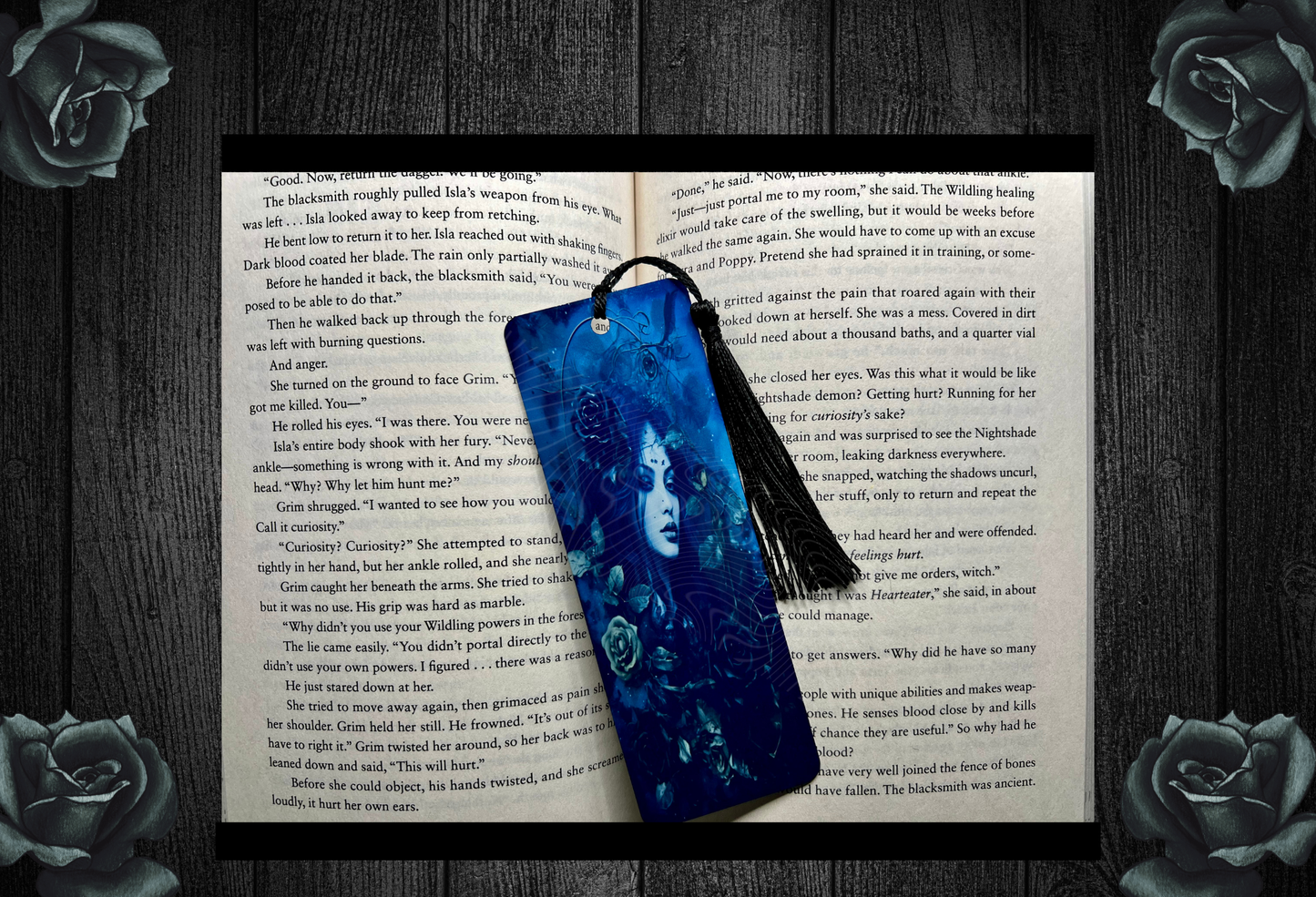 Lady of Blue Rose Metal Book Mark