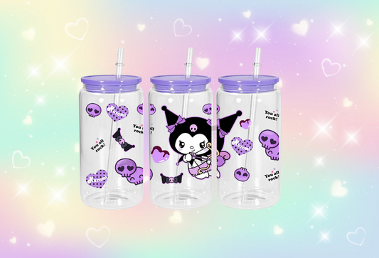 16 oz Kuromi Glass Can