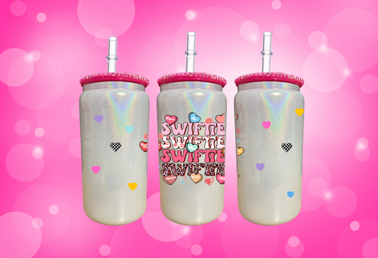 16oz Swiftie Valentine Shimmer Glass Can