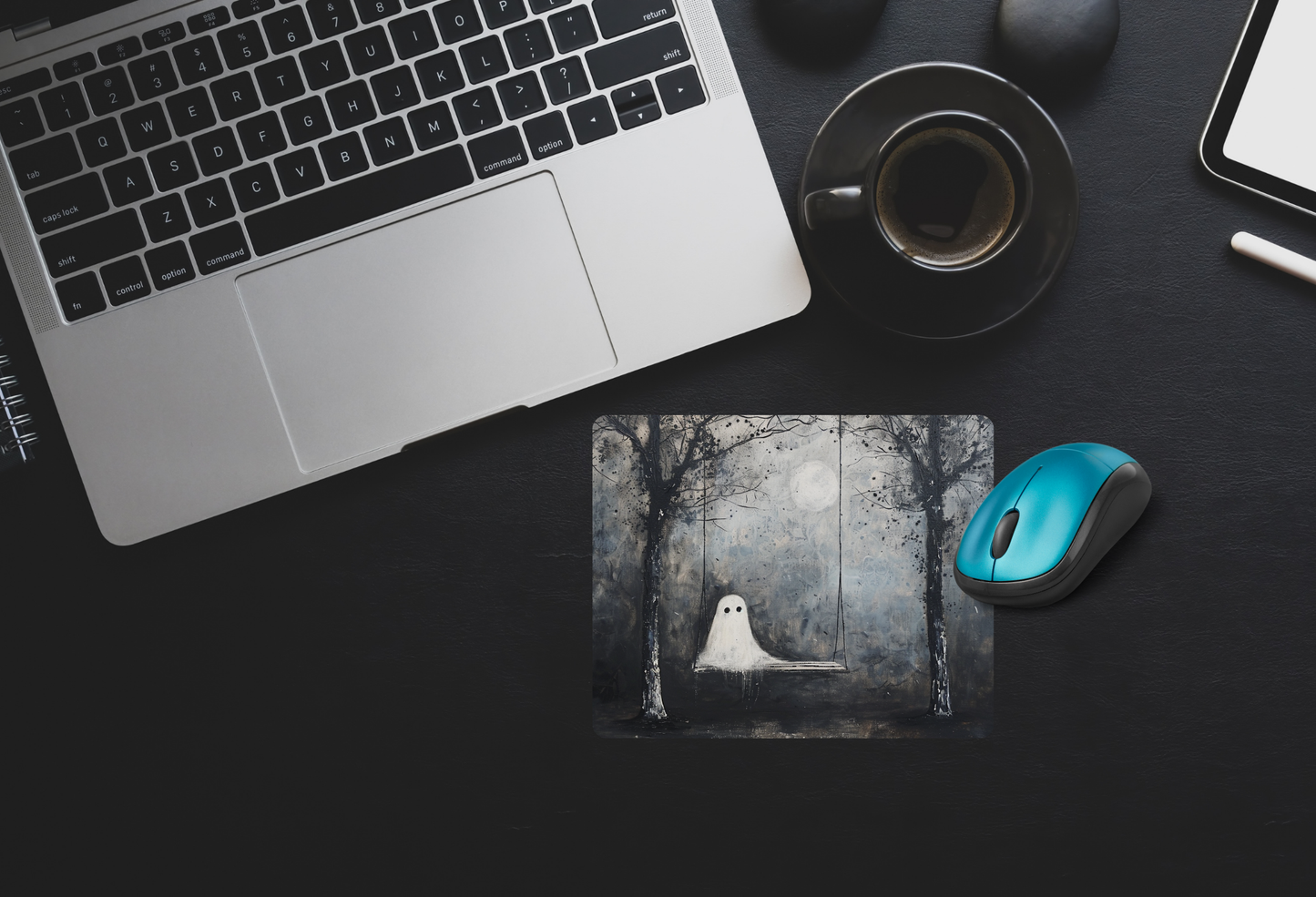 Spooky Forest Ghost Mouse Pad