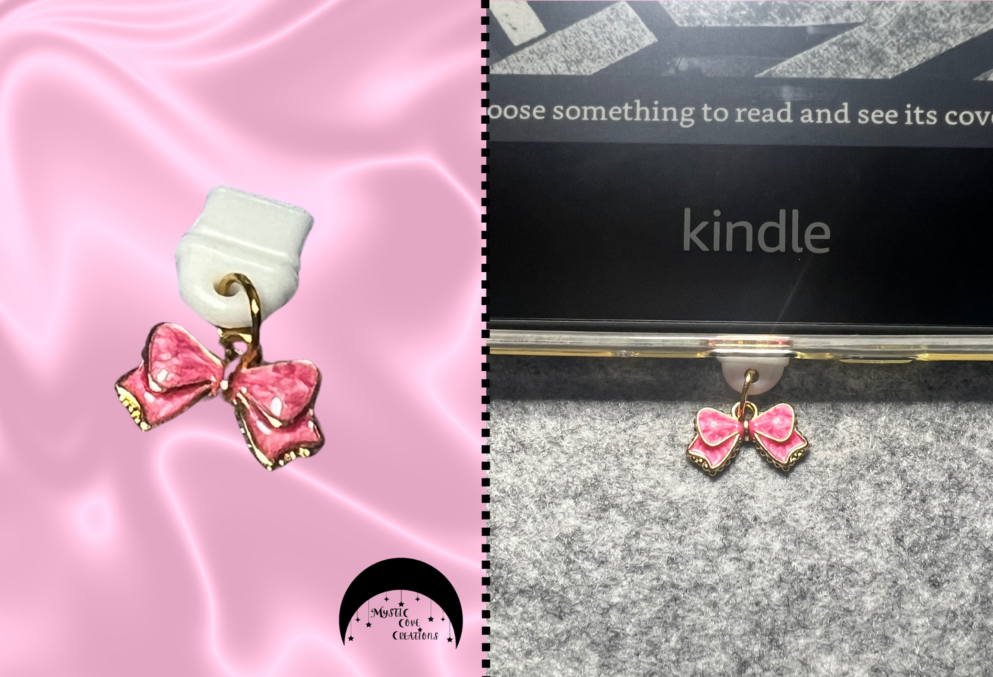 Pink Bow Dust Plug Charm-USB-C/Type-C